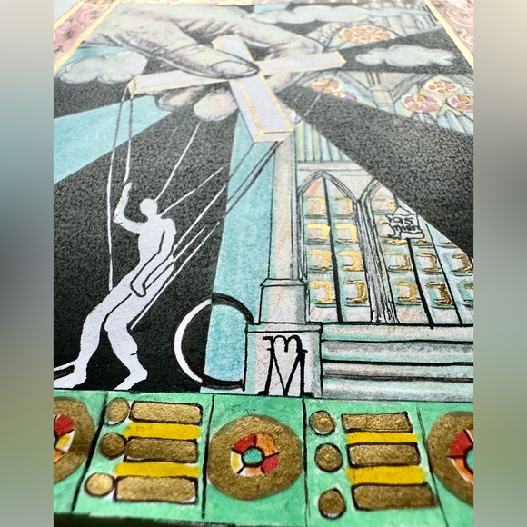 NEW Handmade Hand Crafted Original Artwork Religious Spiritual Cross Art Drawing - Picture 3 of 6